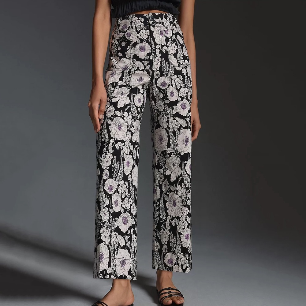 Anthropologie Maeve The Colette Magic Fabric Crop Wide-Leg Pants 34 EUC